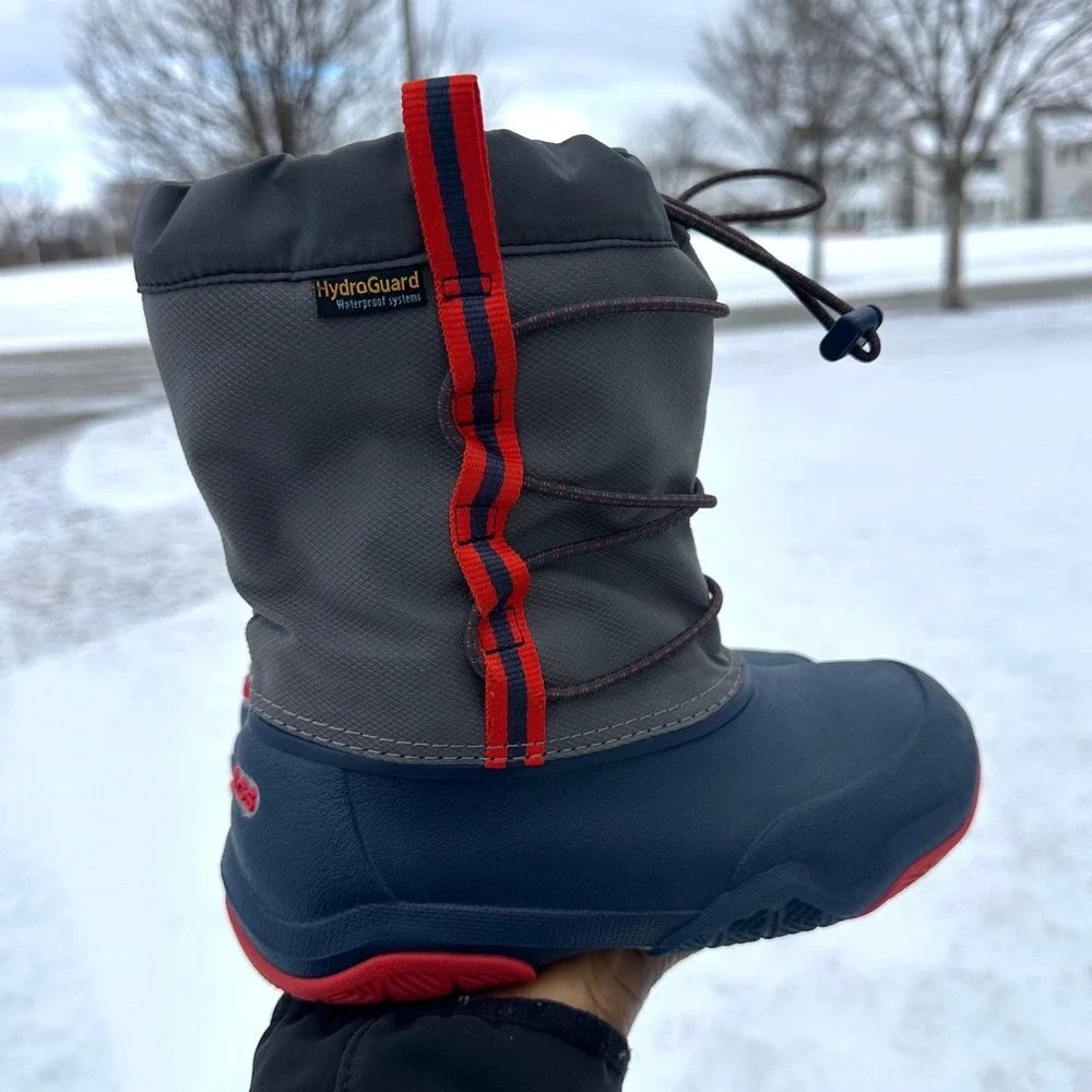 Crocs Kids‎ Swiftwater Hydroguard Waterproof Snow Boots Size J2 Blue Gray Shoes